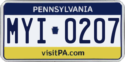 PA license plate MYI0207