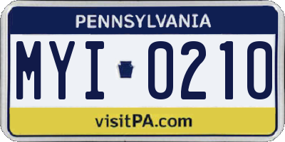 PA license plate MYI0210