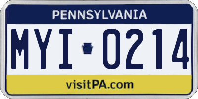 PA license plate MYI0214