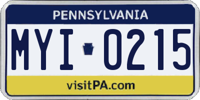 PA license plate MYI0215