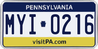 PA license plate MYI0216