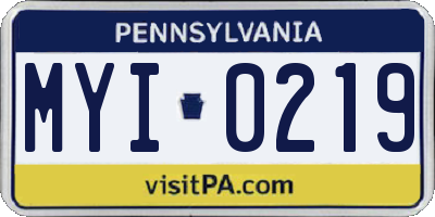 PA license plate MYI0219