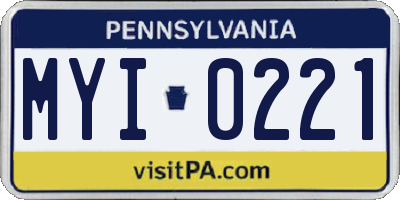 PA license plate MYI0221