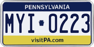 PA license plate MYI0223