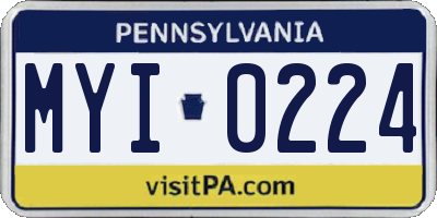 PA license plate MYI0224