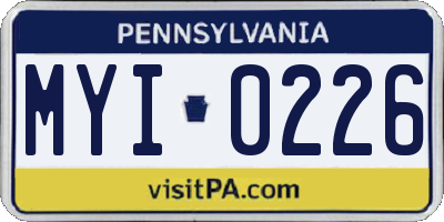 PA license plate MYI0226