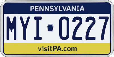 PA license plate MYI0227