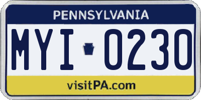 PA license plate MYI0230