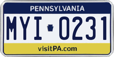 PA license plate MYI0231