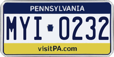 PA license plate MYI0232