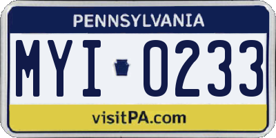 PA license plate MYI0233