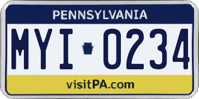 PA license plate MYI0234