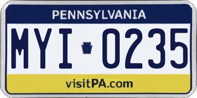 PA license plate MYI0235