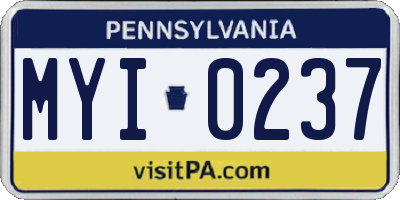 PA license plate MYI0237