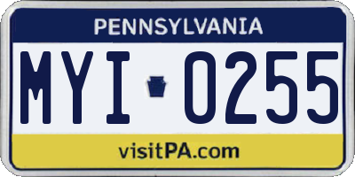 PA license plate MYI0255