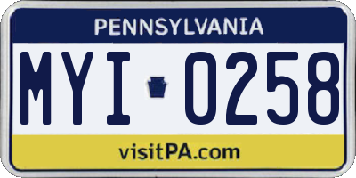PA license plate MYI0258