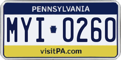 PA license plate MYI0260