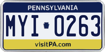 PA license plate MYI0263
