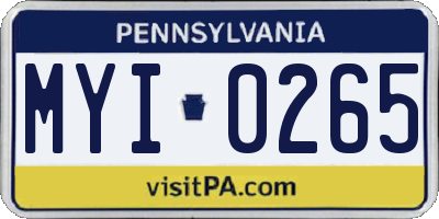 PA license plate MYI0265