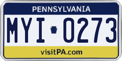 PA license plate MYI0273