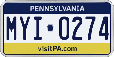 PA license plate MYI0274