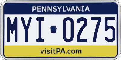 PA license plate MYI0275