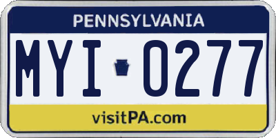 PA license plate MYI0277