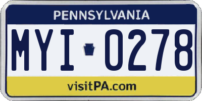 PA license plate MYI0278
