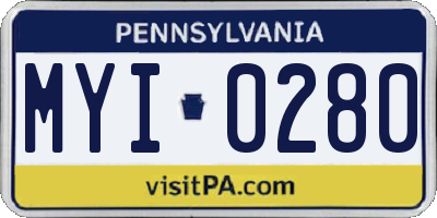 PA license plate MYI0280