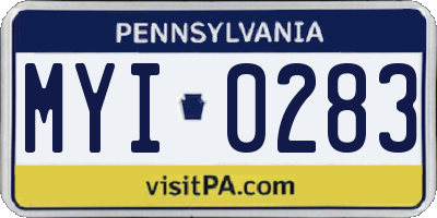 PA license plate MYI0283