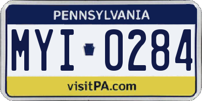 PA license plate MYI0284
