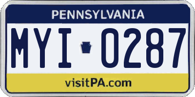 PA license plate MYI0287