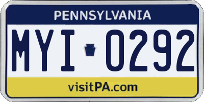 PA license plate MYI0292