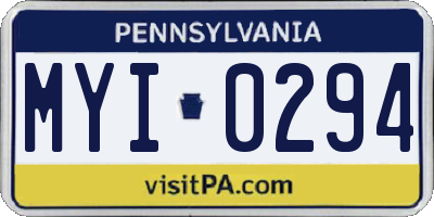 PA license plate MYI0294