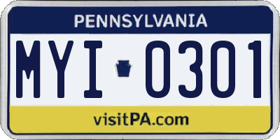 PA license plate MYI0301