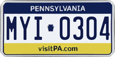 PA license plate MYI0304