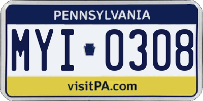 PA license plate MYI0308