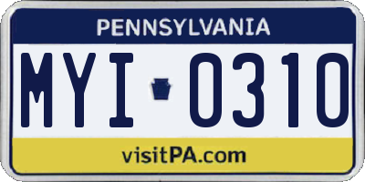 PA license plate MYI0310