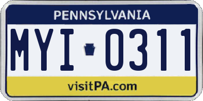 PA license plate MYI0311