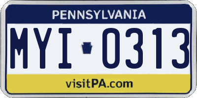 PA license plate MYI0313