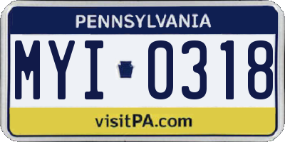 PA license plate MYI0318