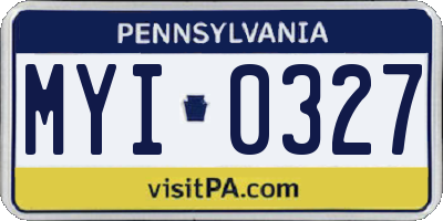 PA license plate MYI0327