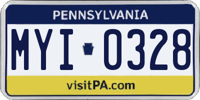 PA license plate MYI0328