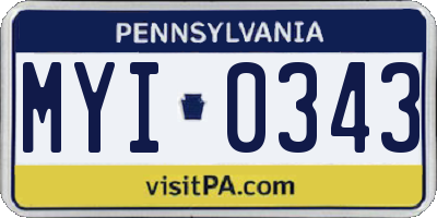 PA license plate MYI0343