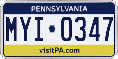 PA license plate MYI0347