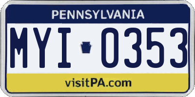 PA license plate MYI0353