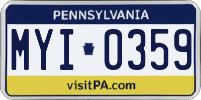 PA license plate MYI0359
