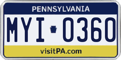 PA license plate MYI0360