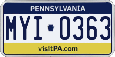 PA license plate MYI0363