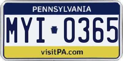 PA license plate MYI0365
